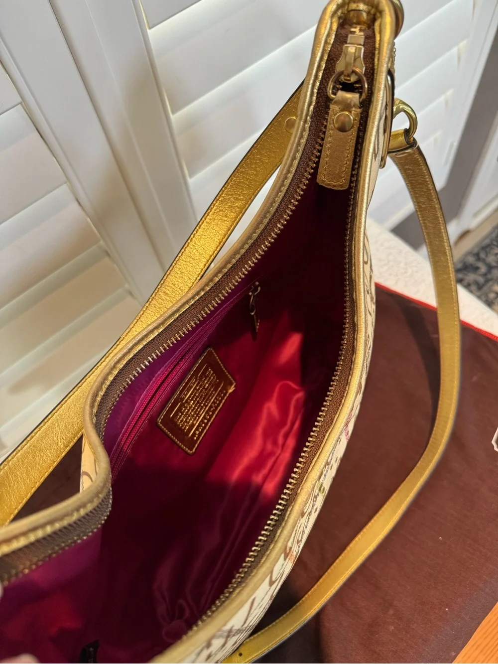 Coach Graffiti Tattersall Metallic Hobo Bag
